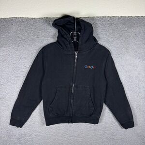 Google Official Merchandise Kids Black Full Zip Hoodie Logo Sweatshirt Small S